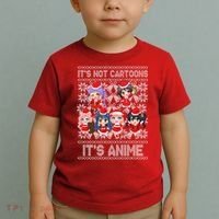 Its Not Cartoons Its Anime Ugly Christmas Toddler T-Shirt thumb 2