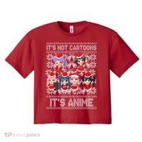 Its Not Cartoons Its Anime Ugly Christmas Women's Crop Top Tee thumb 0