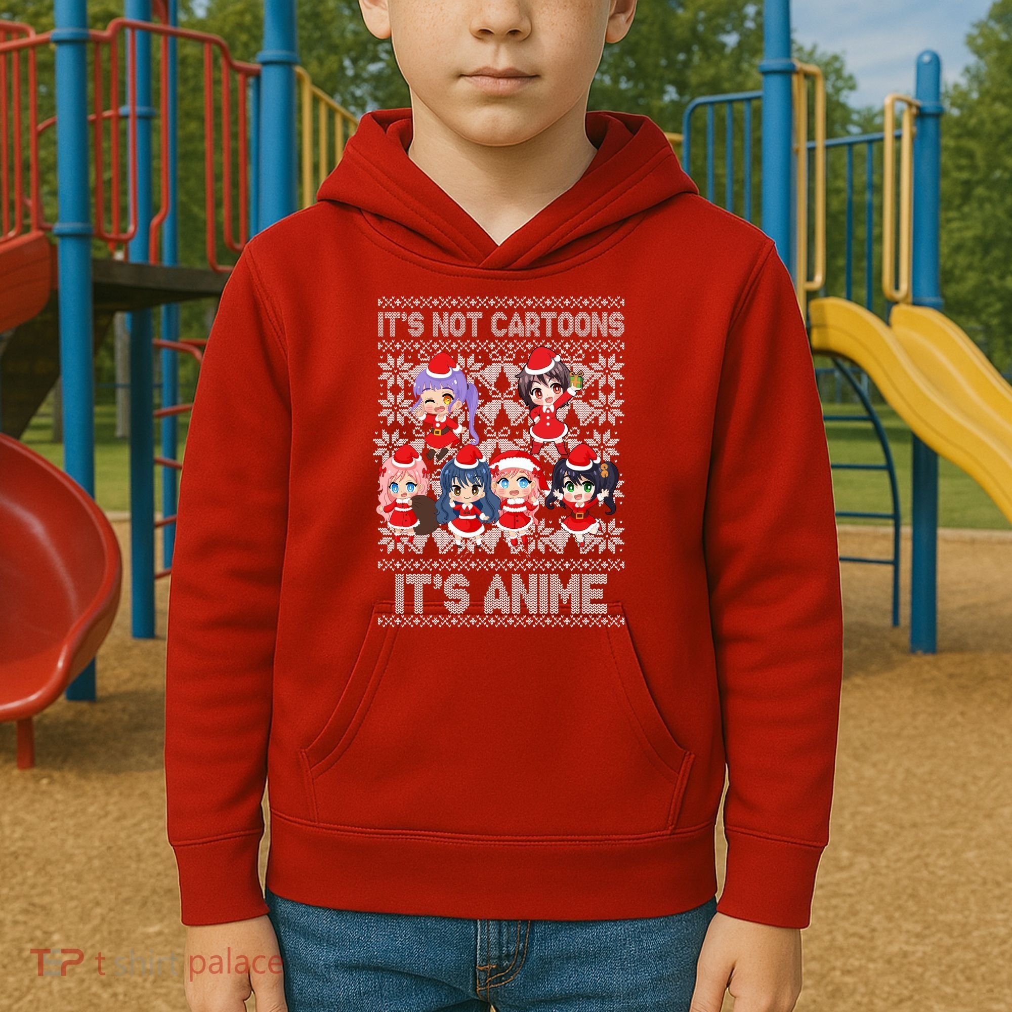 Its Not Cartoons Its Anime Ugly Christmas Kids Hoodie