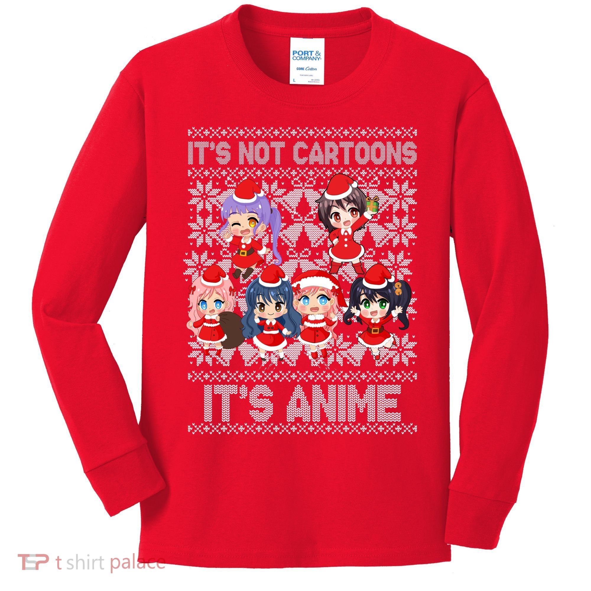 Its Not Cartoons Its Anime Ugly Christmas Kids Long Sleeve Shirt