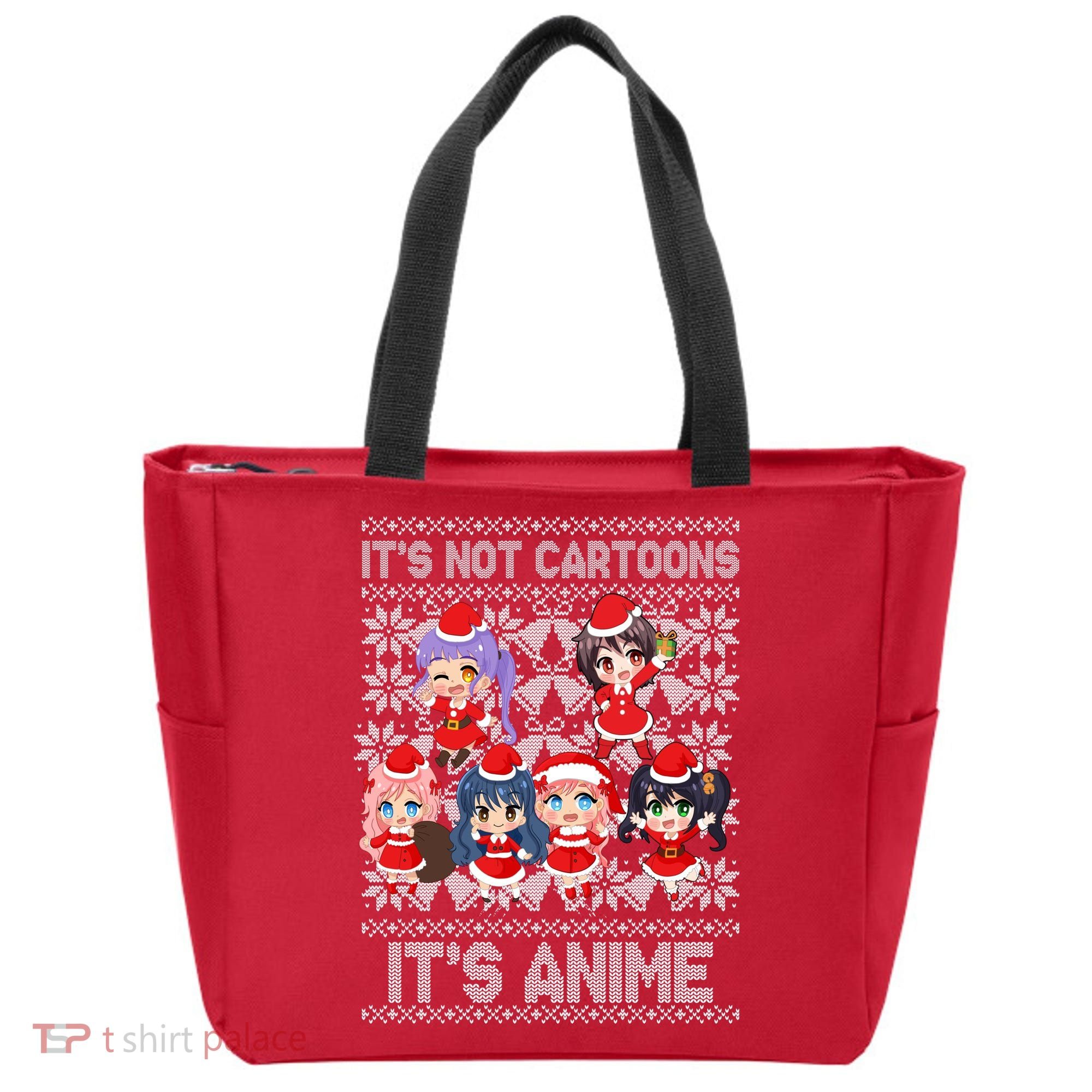 Its Not Cartoons Its Anime Ugly Christmas Tote Bag