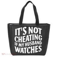 It's Not Cheating If My Husband Watches Funny Saying Tote Bag thumb 0