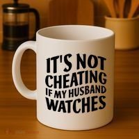 It's Not Cheating If My Husband Watches Funny Saying Coffee Mug thumb 4