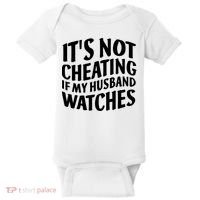 It's Not Cheating If My Husband Watches Funny Saying Baby Bodysuit thumb 0