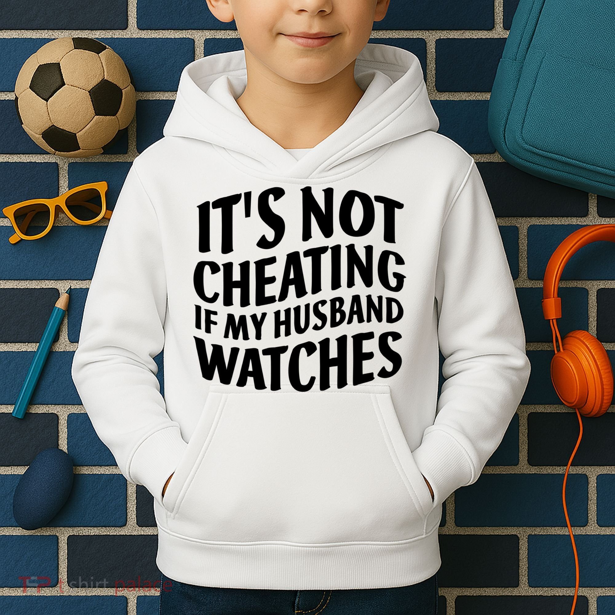 It's Not Cheating If My Husband Watches Funny Saying Kids Hoodie