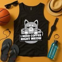 I Need Coffee Right Meow Tank Top thumb 4