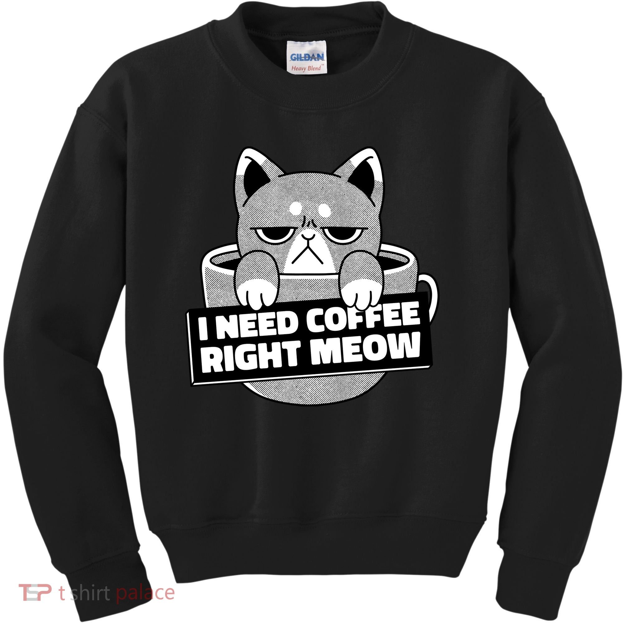 I Need Coffee Right Meow Kids Sweatshirt