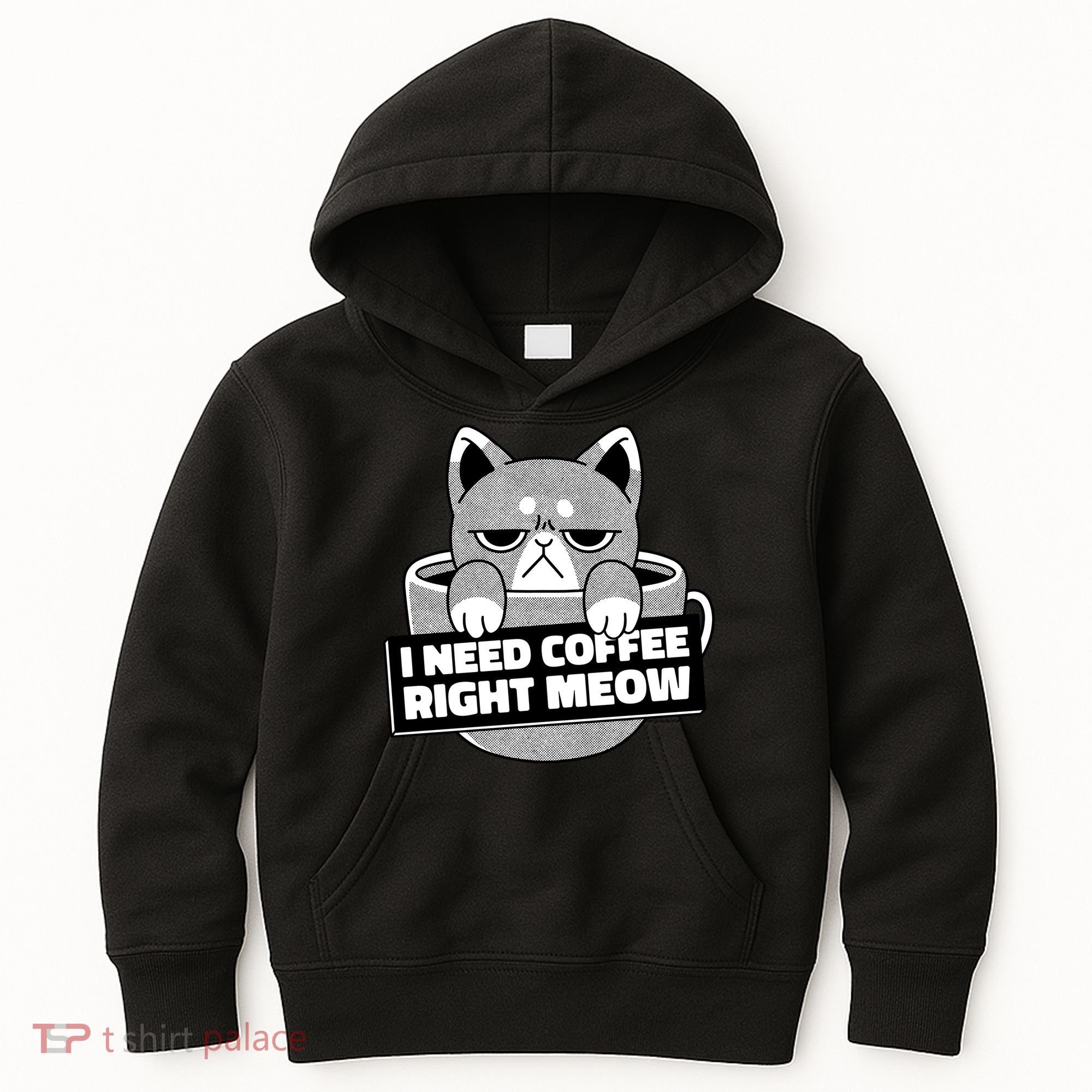 I Need Coffee Right Meow Kids Hoodie