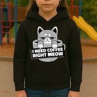 I Need Coffee Right Meow Kids Hoodie thumb 3