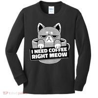 I Need Coffee Right Meow Kids Long Sleeve Shirt thumb 0