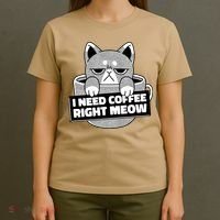 I Need Coffee Right Meow T-Shirt thumb 4