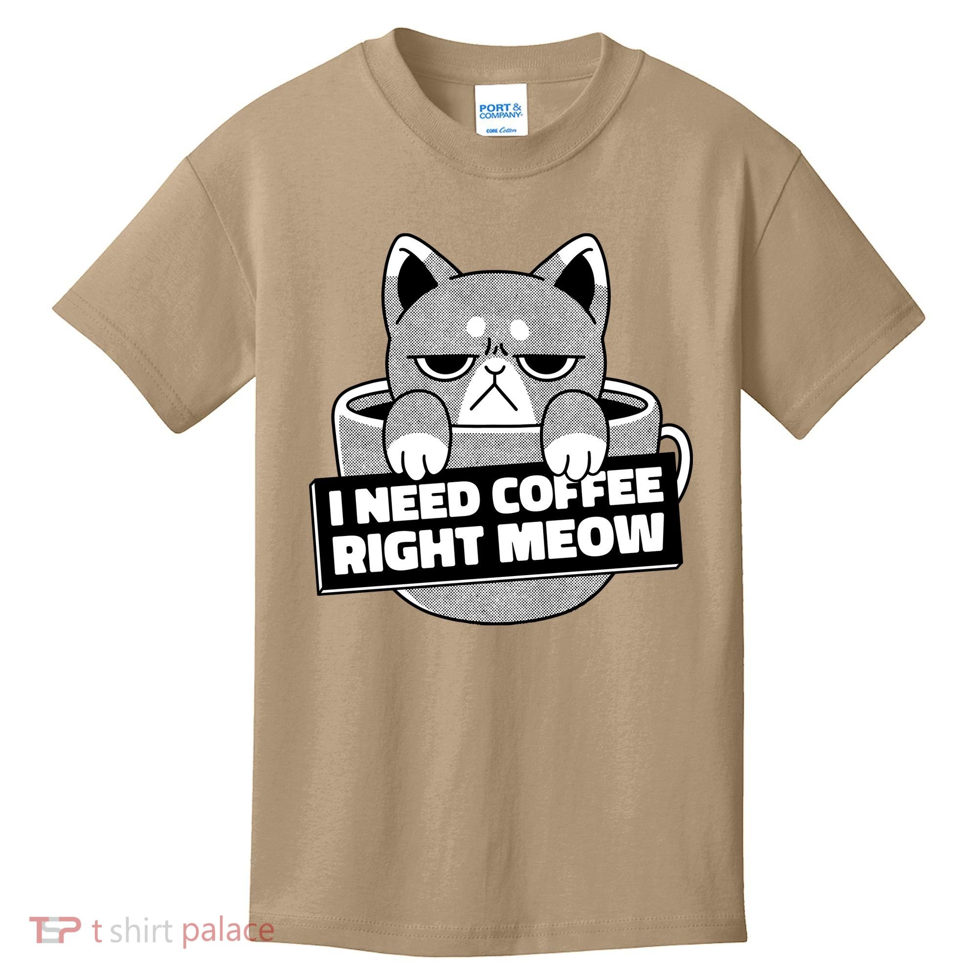 I Need Coffee Right Meow Kids T-Shirt