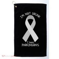 I'm Not Drunk I Have Parkinson's Awareness Ribbon Pd Patient Gift Golf Towel thumb 0