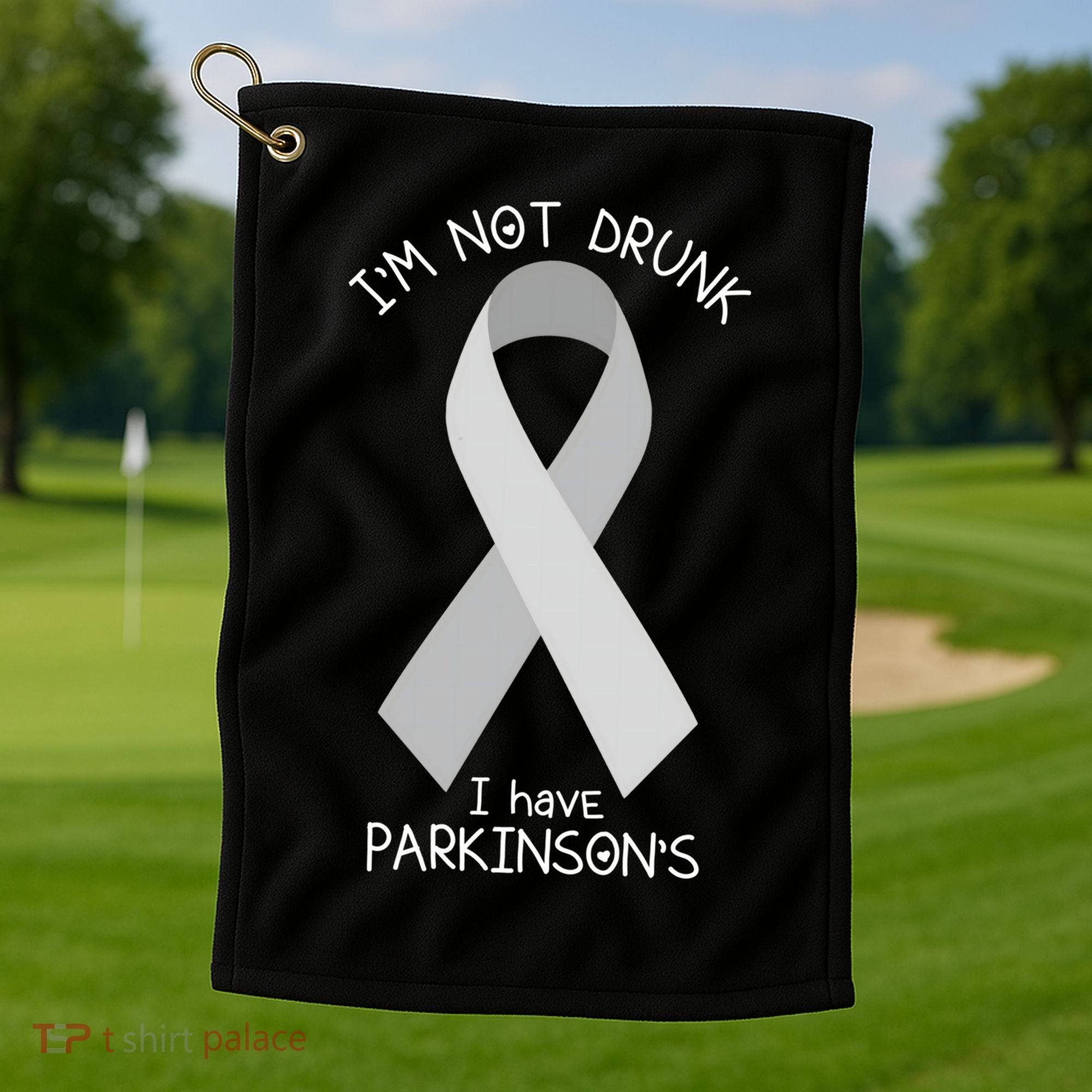 I'm Not Drunk I Have Parkinson's Awareness Ribbon Pd Patient Gift Golf Towel