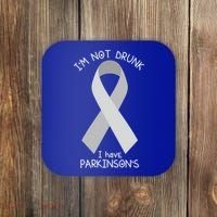 I'm Not Drunk I Have Parkinson's Awareness Ribbon Pd Patient Gift Coaster thumb 0