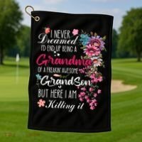 I Never Dreamed Id End Up A Grandma Grandson Mother’S Day Meaningful Gift Golf Towel thumb 1