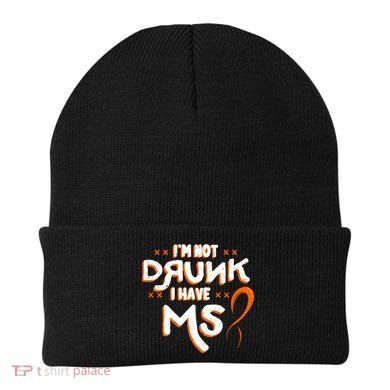 Im Not Drunk I Have Ms Orange Glial Scar Multiple Sclerosis Gift Beanie