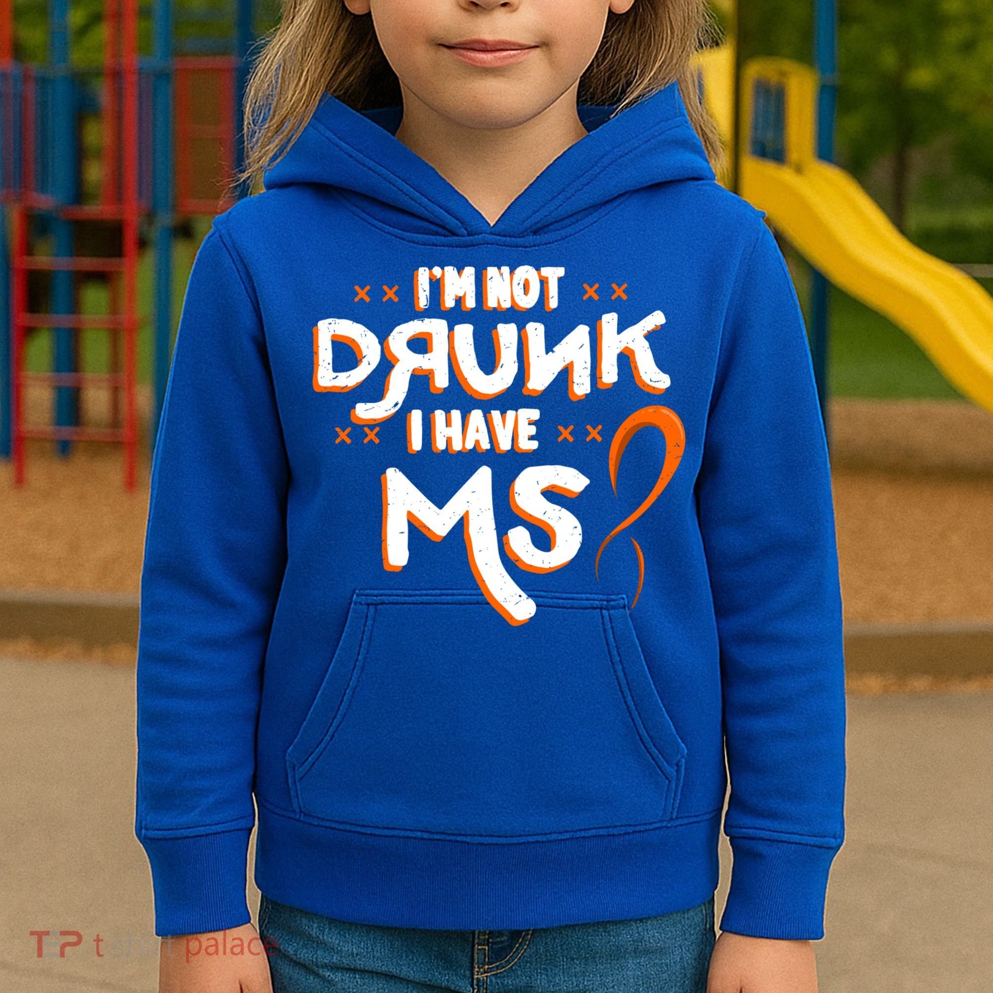 Im Not Drunk I Have Ms Orange Glial Scar Multiple Sclerosis Gift Kids Hoodie