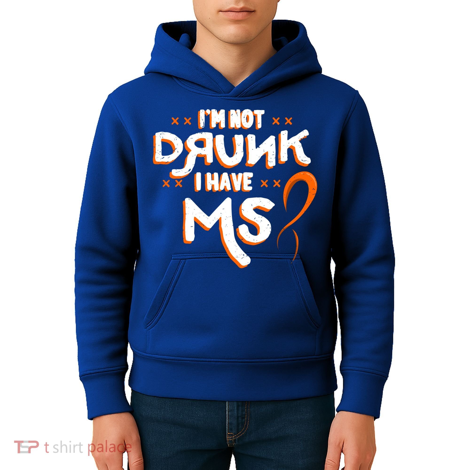 Im Not Drunk I Have Ms Orange Glial Scar Multiple Sclerosis Gift Kids Hoodie