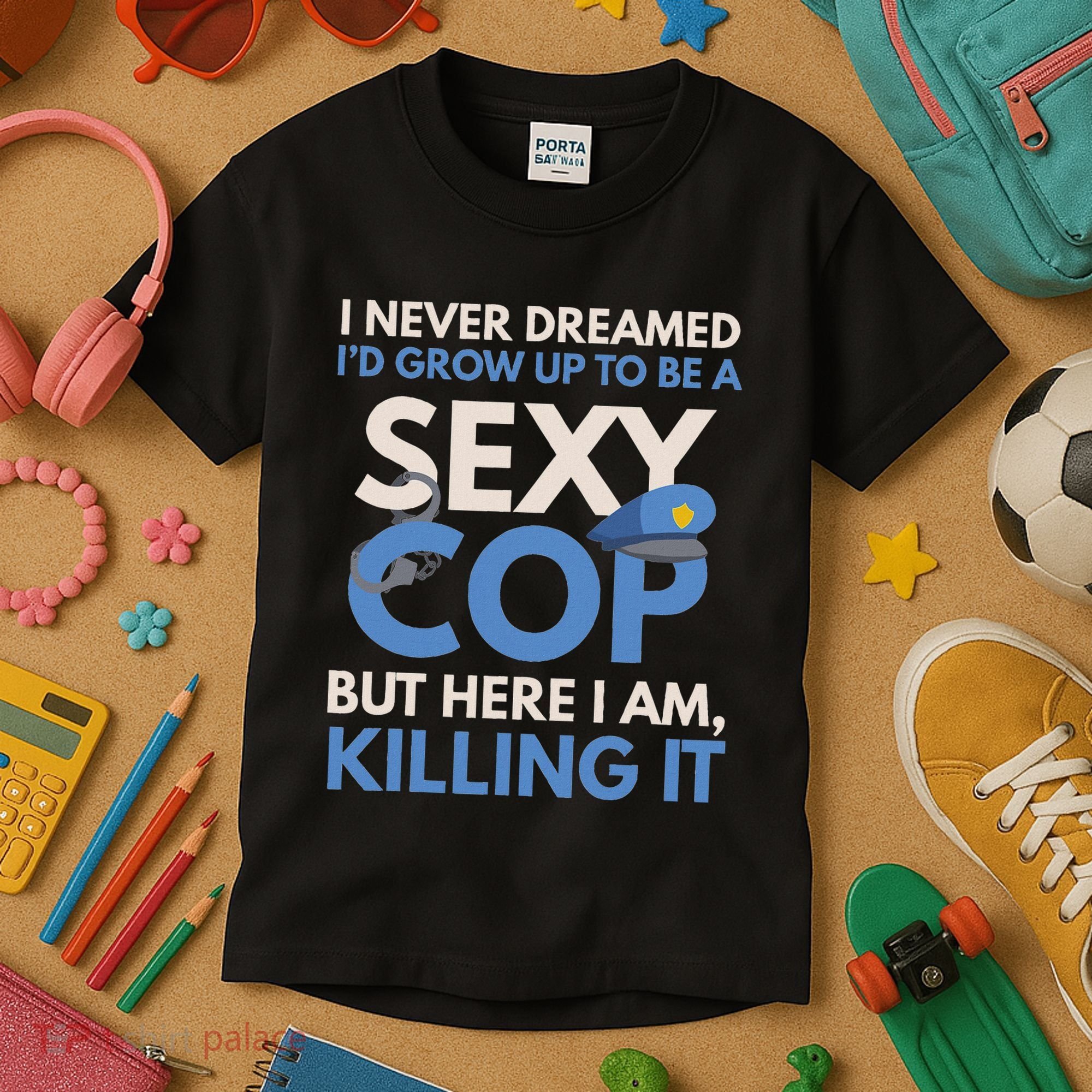 I Never Dreamed Sexy Cop Here I Am Funny Police Kids T-Shirt