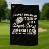I Never Dreamed I'd Grow Up To Be A Super Sexy Softball Dad Golf Towel thumb 1