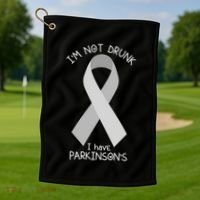 Im Not Drunk I Have Parkinsons Awareness Ribbon Pd Patient Gift Golf Towel thumb 1