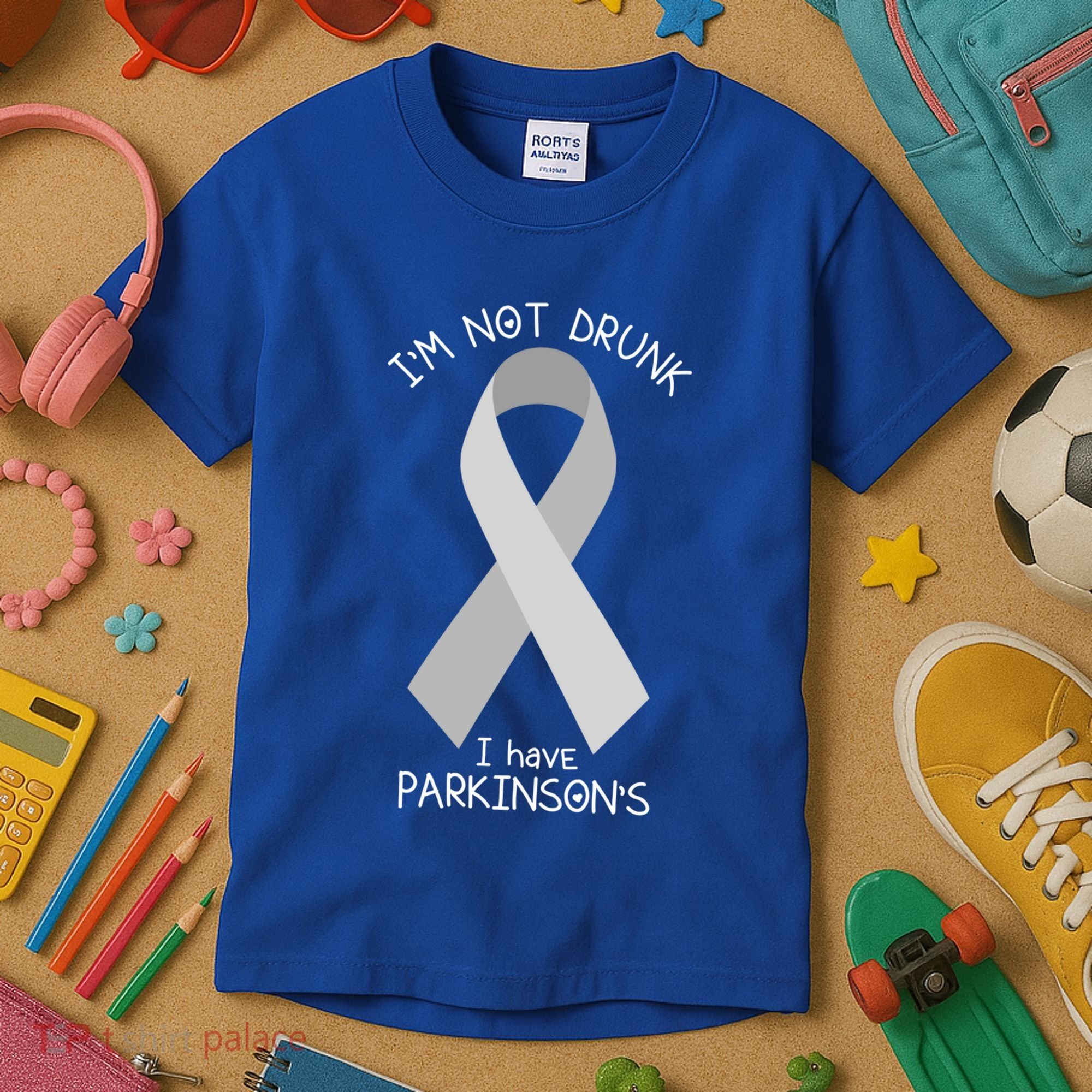 Im Not Drunk I Have Parkinsons Awareness Ribbon Pd Patient Gift Kids T-Shirt