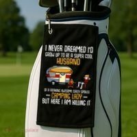 I Never Dreamed ID Grow Up To Be A Super Cool Husband Funny Golf Towel thumb 2