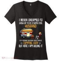 I Never Dreamed ID Grow Up To Be A Super Cool Husband Funny Women's V-Neck T-Shirt thumb 0