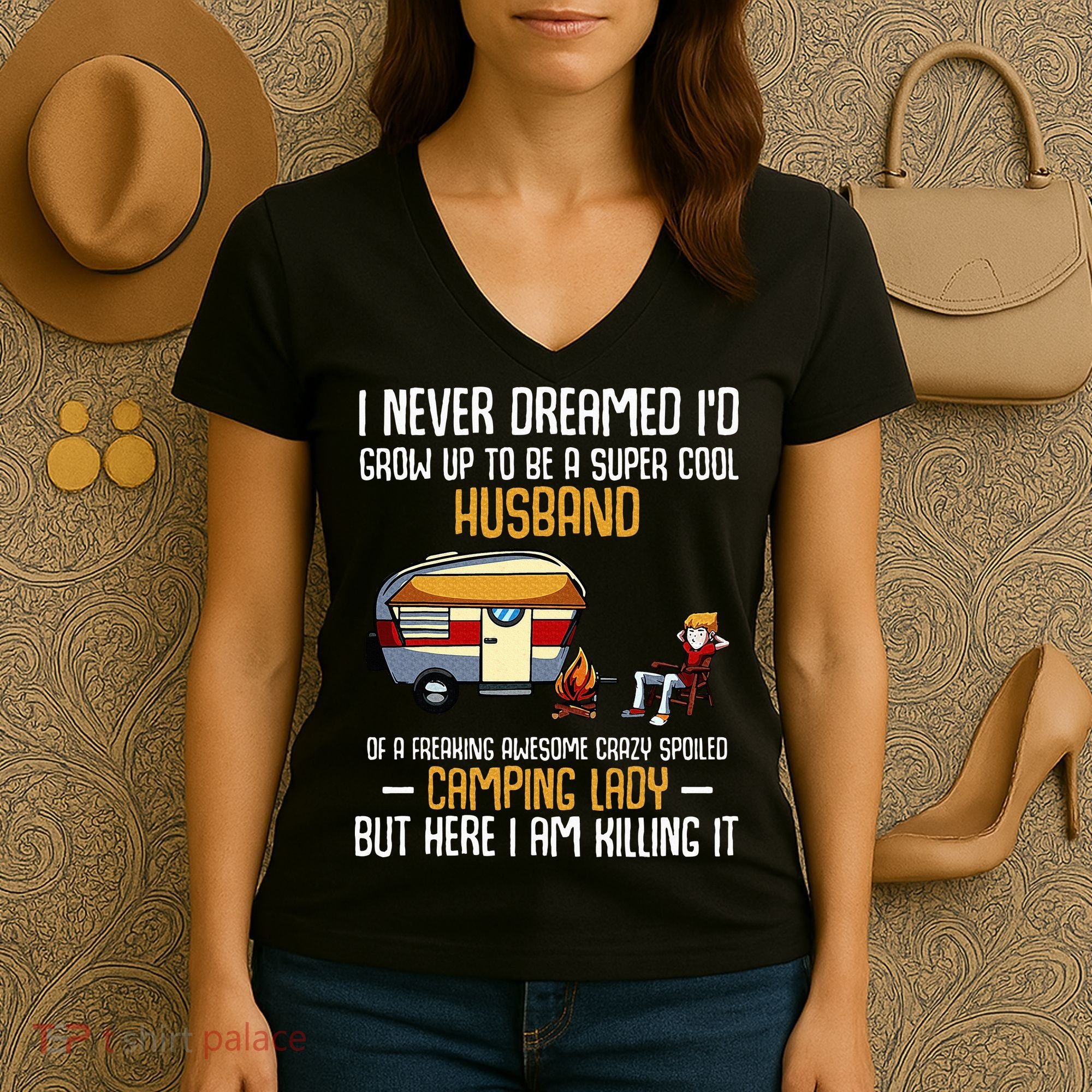 I Never Dreamed ID Grow Up To Be A Super Cool Husband Funny Women's V-Neck T-Shirt