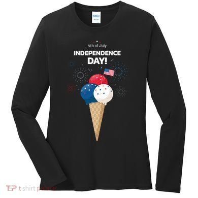 Independence Day Ice Cream Red White And Blue Women's Long Sleeve Shirt