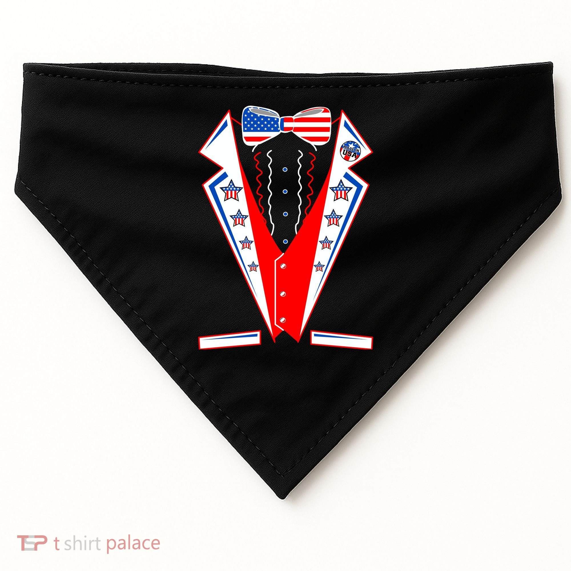 Independence Day USA Tuxedo Tux USA-Made Doggie Bandana
