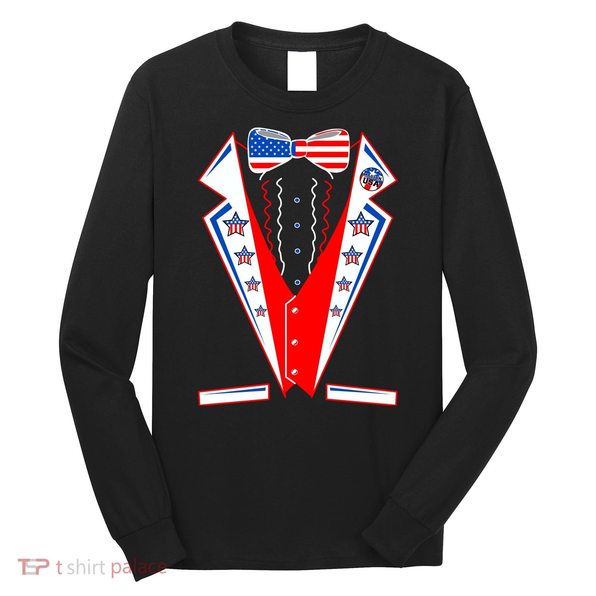Independence Day USA Tuxedo Tux Long Sleeve Shirt