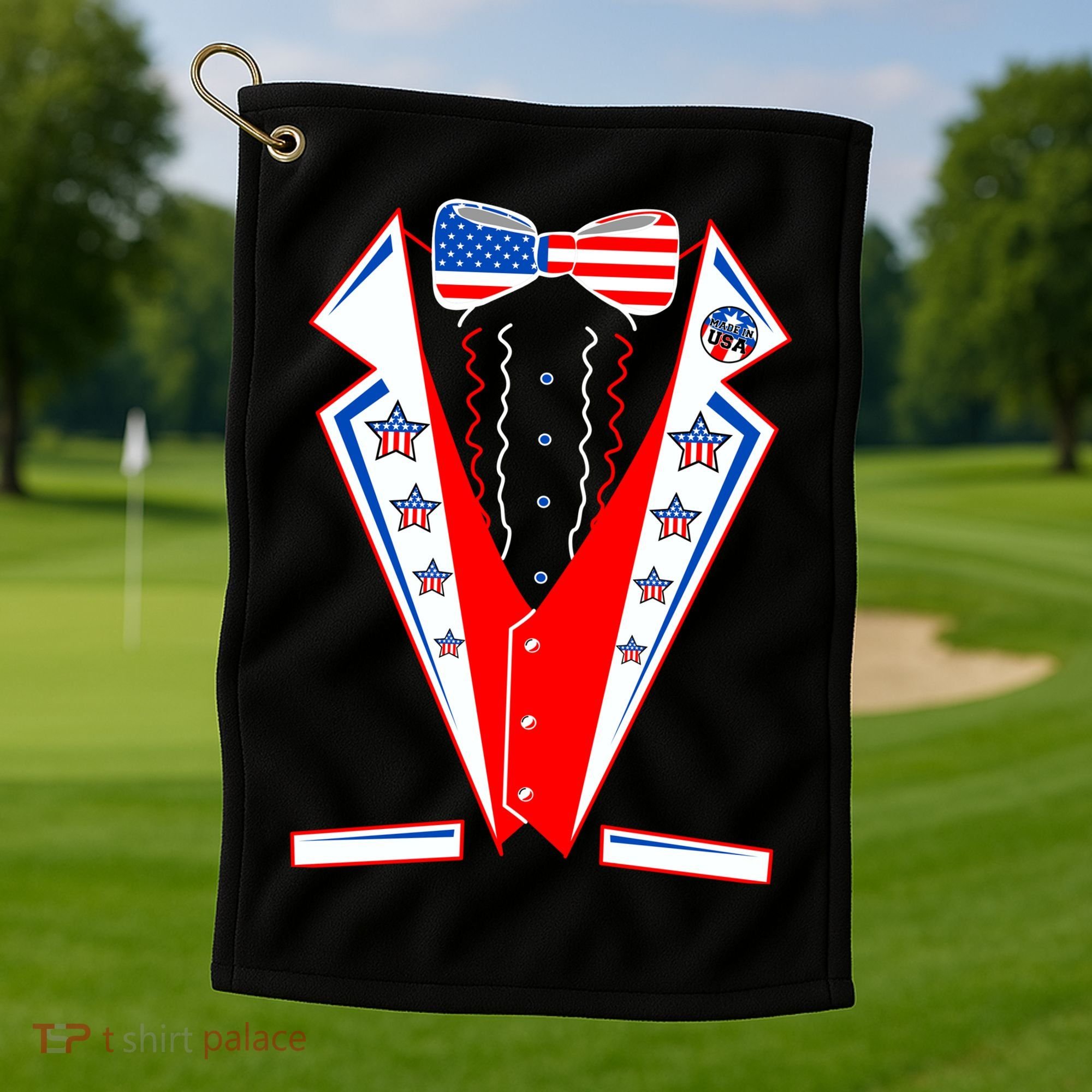 Independence Day USA Tuxedo Tux Golf Towel