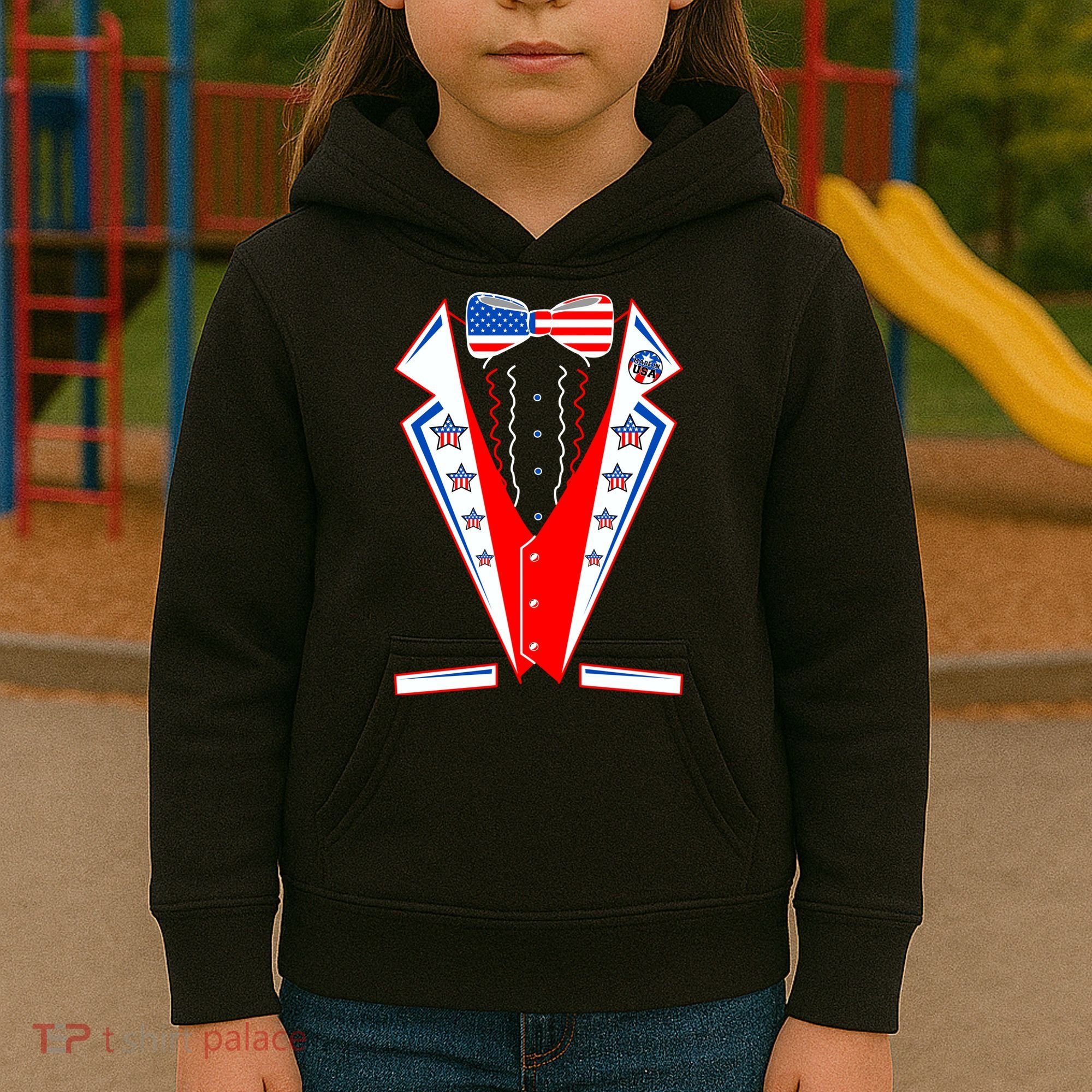 Independence Day USA Tuxedo Tux Kids Hoodie