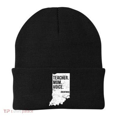 Indiana Teachers Red For Ed Mom Voice Beanie