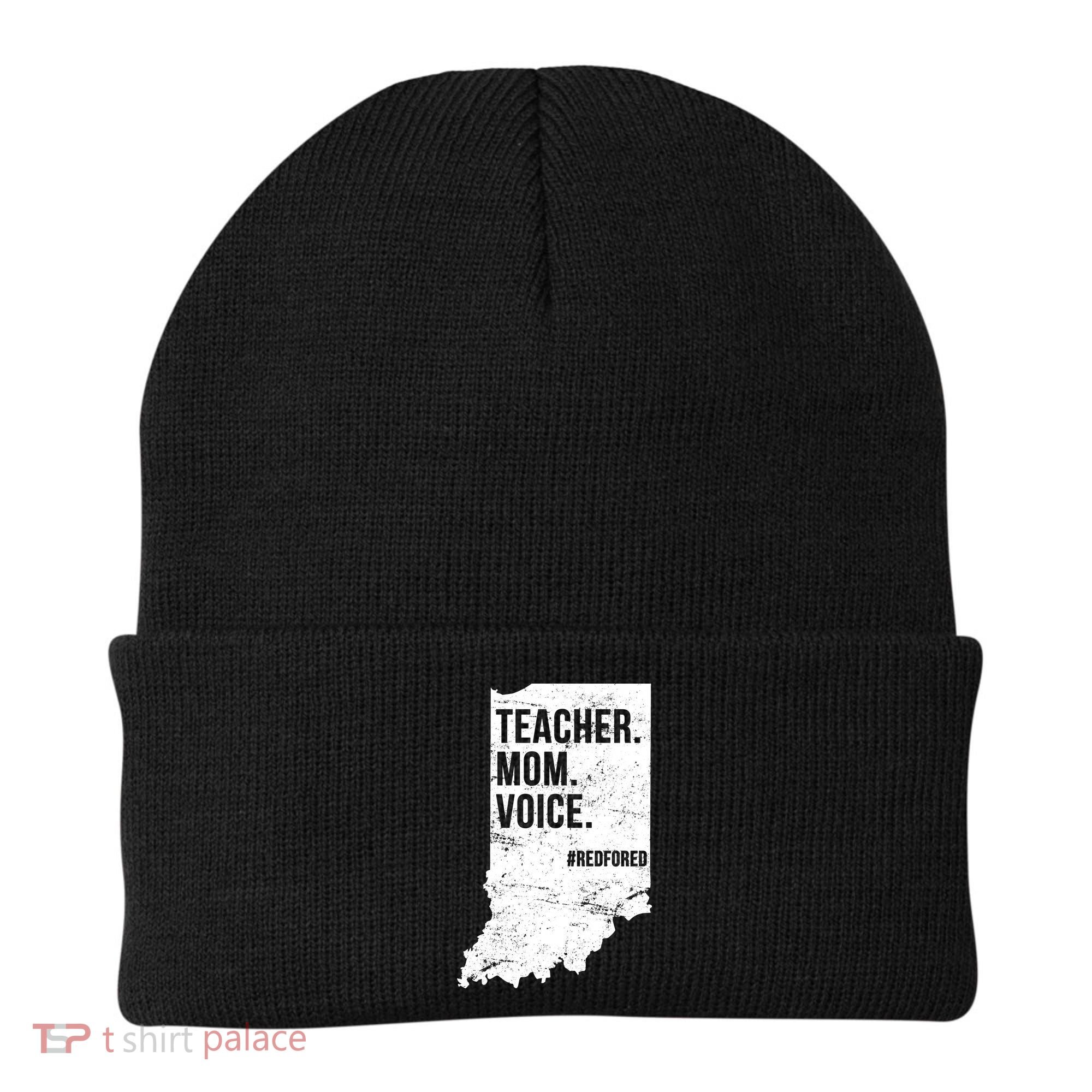 Indiana Teachers Red For Ed Mom Voice Beanie