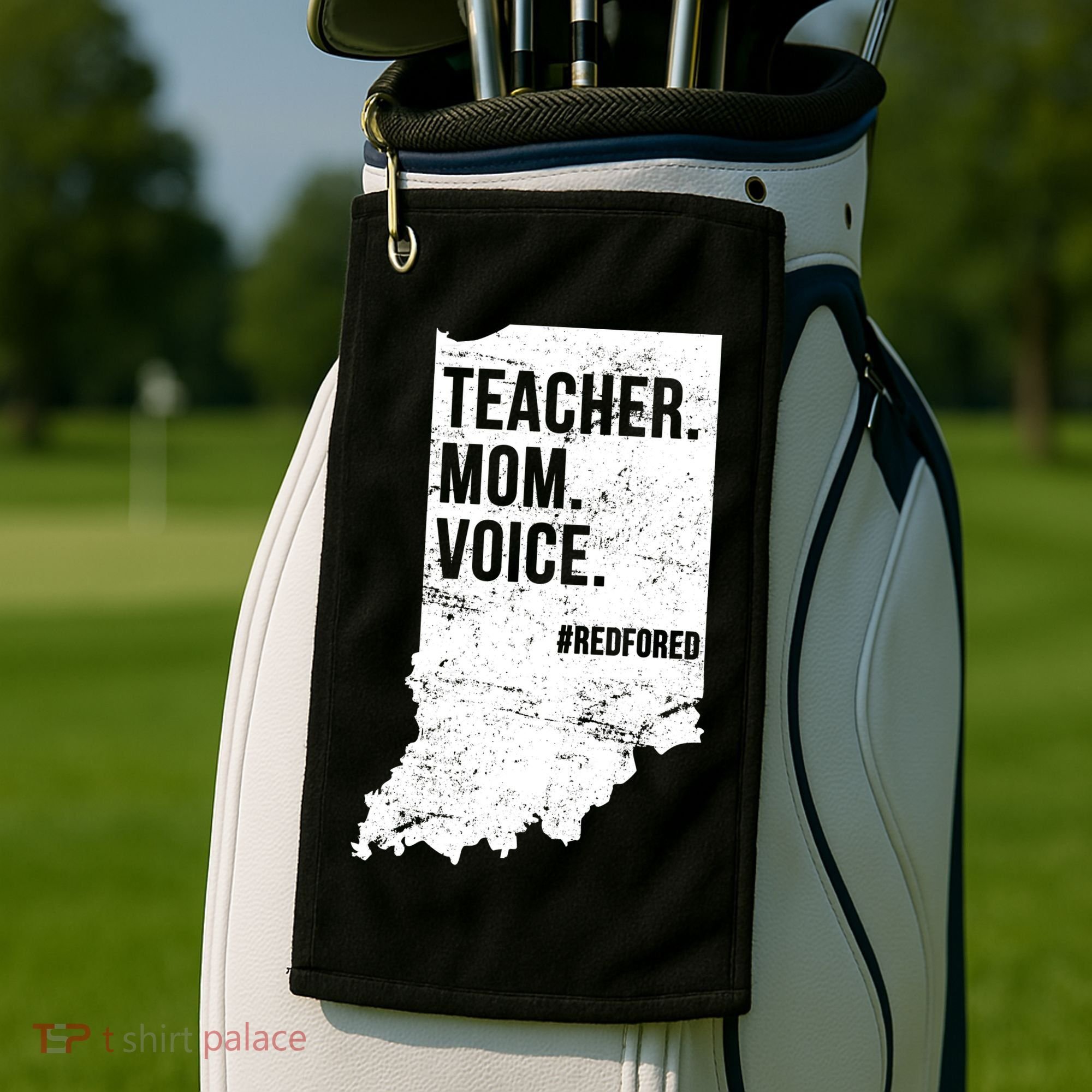 Indiana Teachers Red For Ed Mom Voice Golf Towel