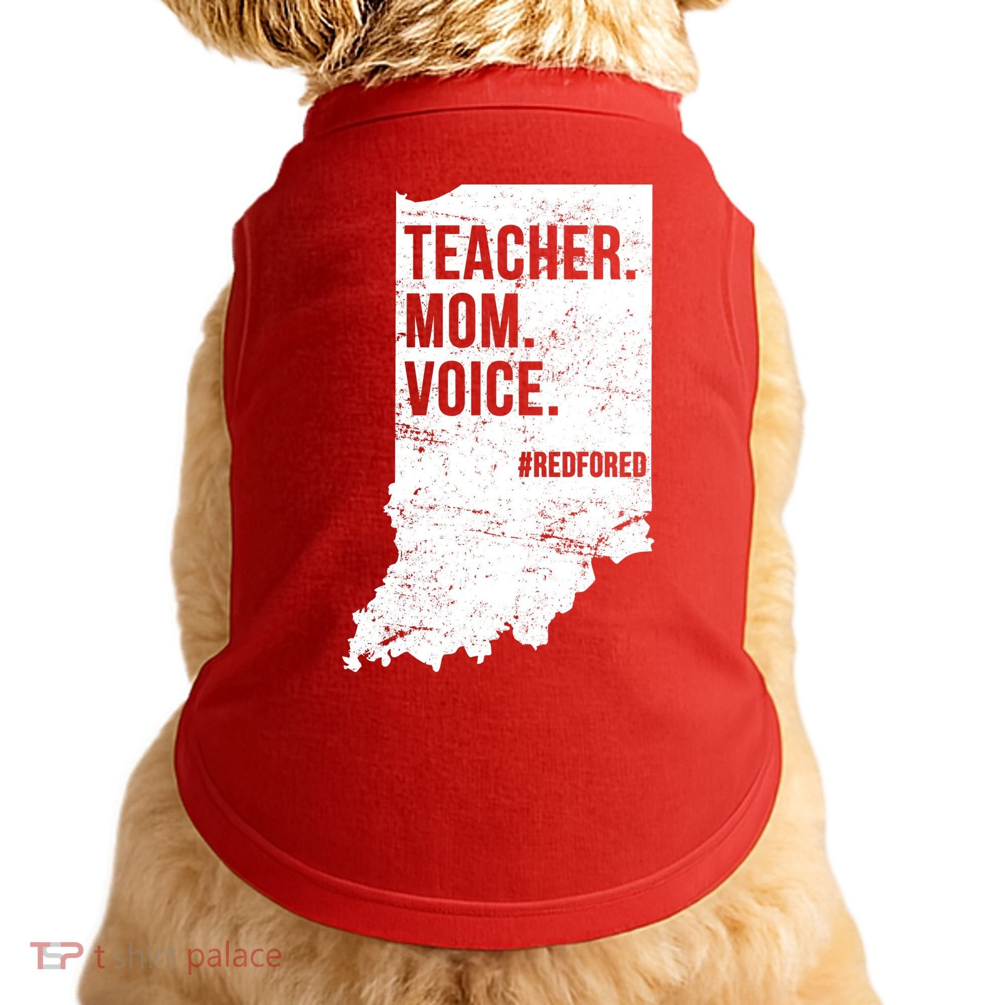 Indiana Teachers Red For Ed Mom Voice Doggie Tank