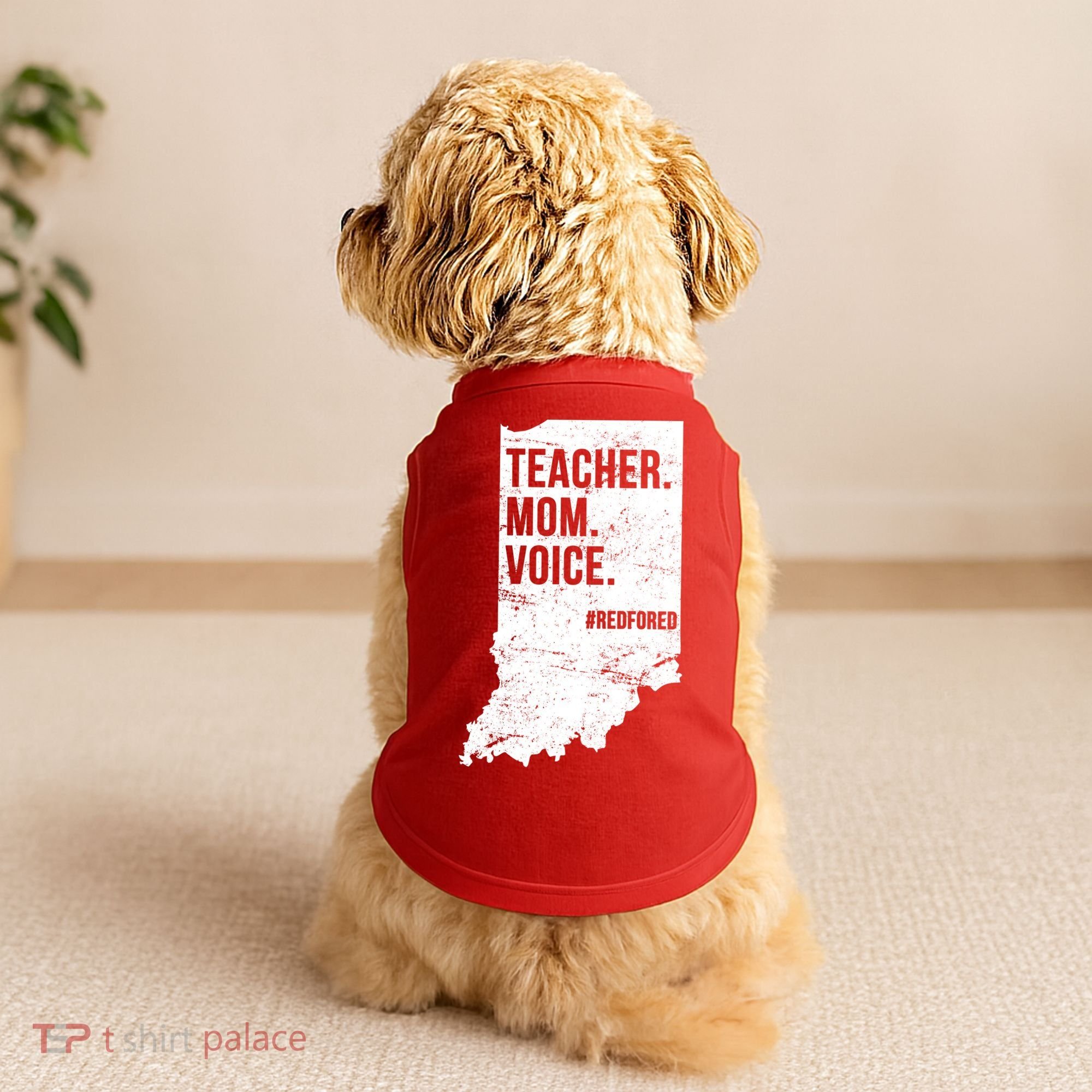 Indiana Teachers Red For Ed Mom Voice Doggie Tank