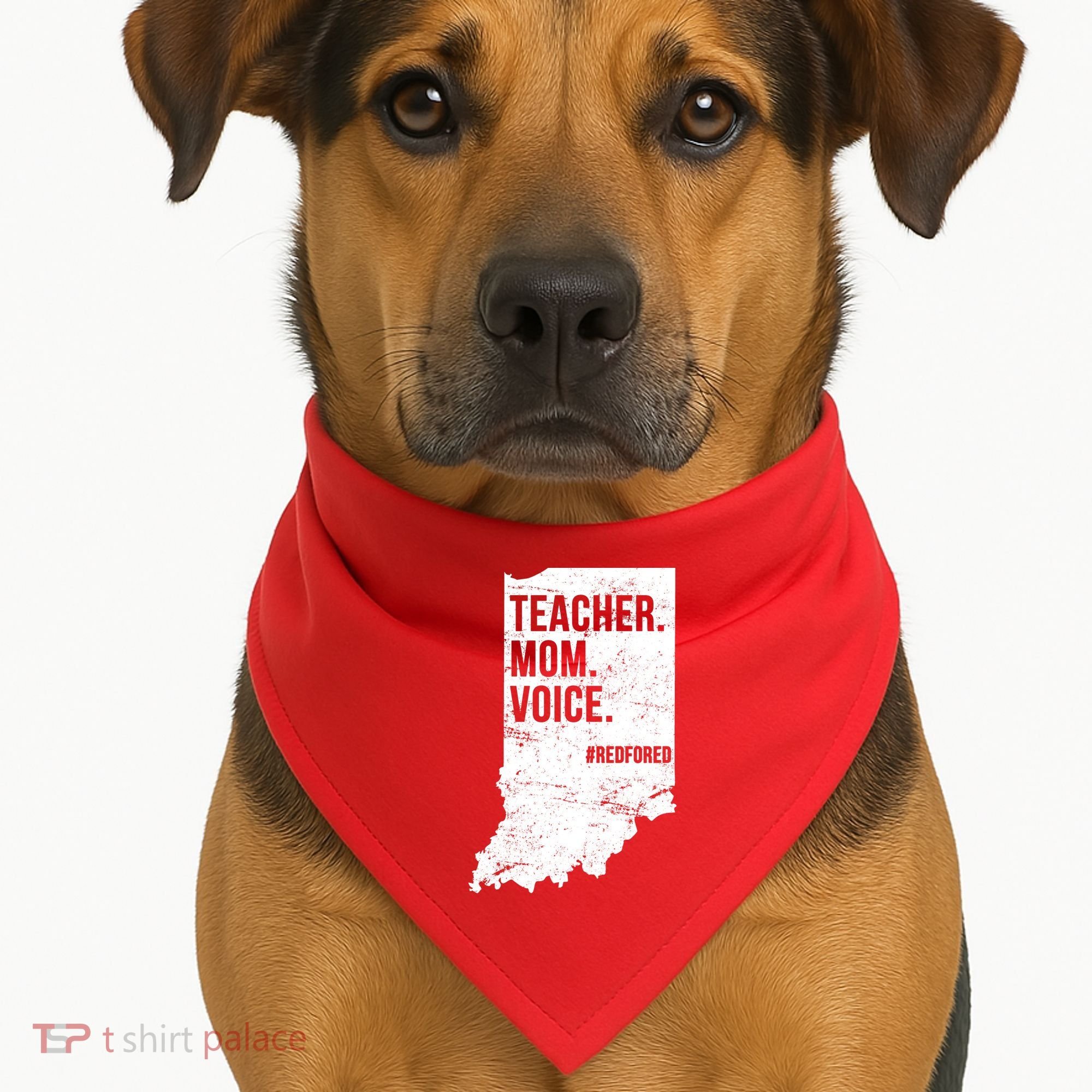 Indiana Teachers Red For Ed Mom Voice USA-Made Doggie Bandana