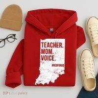 Indiana Teachers Red For Ed Mom Voice Hoodie thumb 4