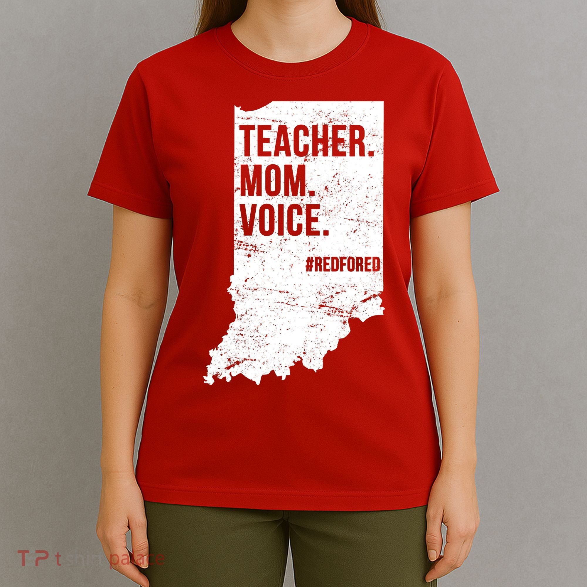 Indiana Teachers Red For Ed Mom Voice T-Shirt