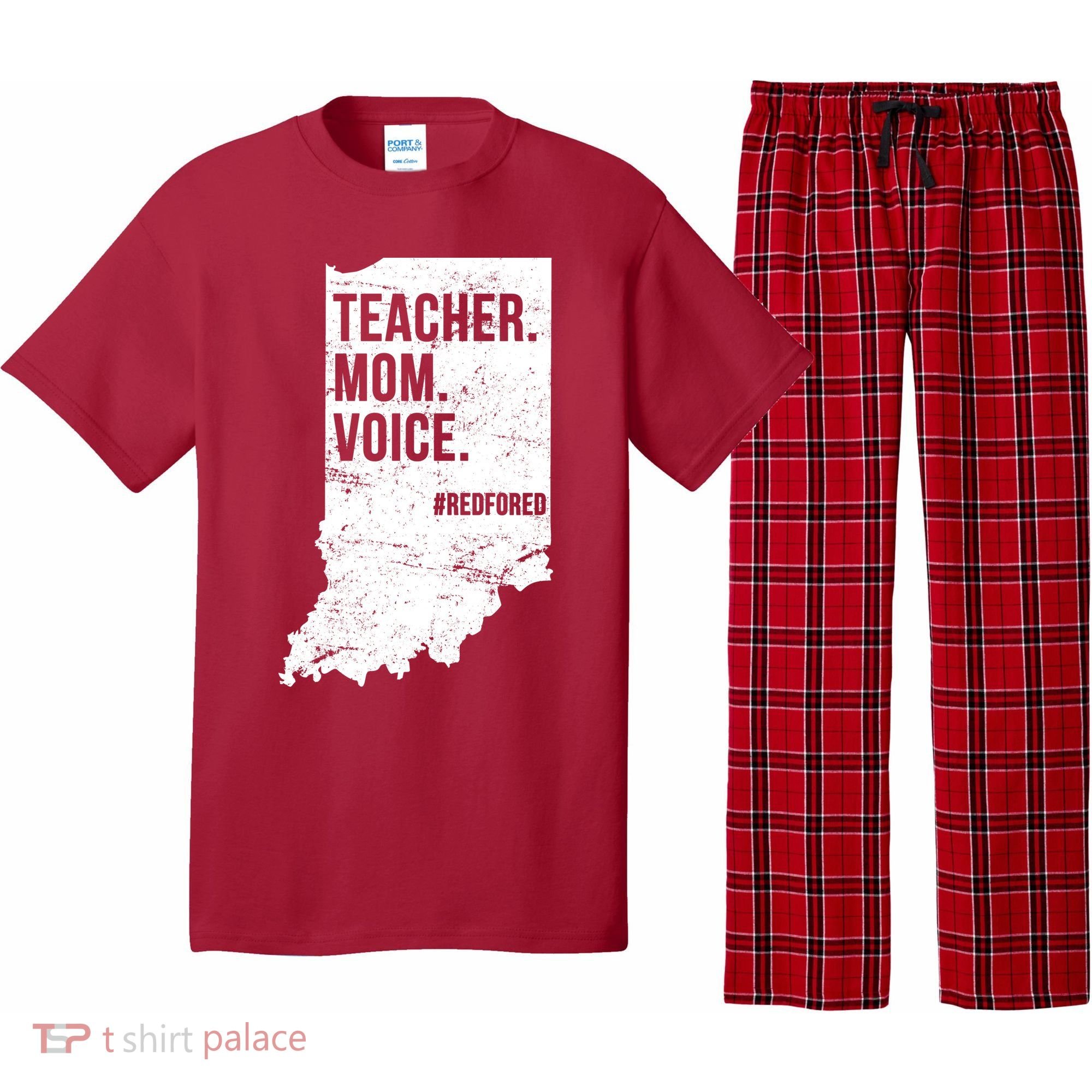 Indiana Teachers Red For Ed Mom Voice Pajama Set