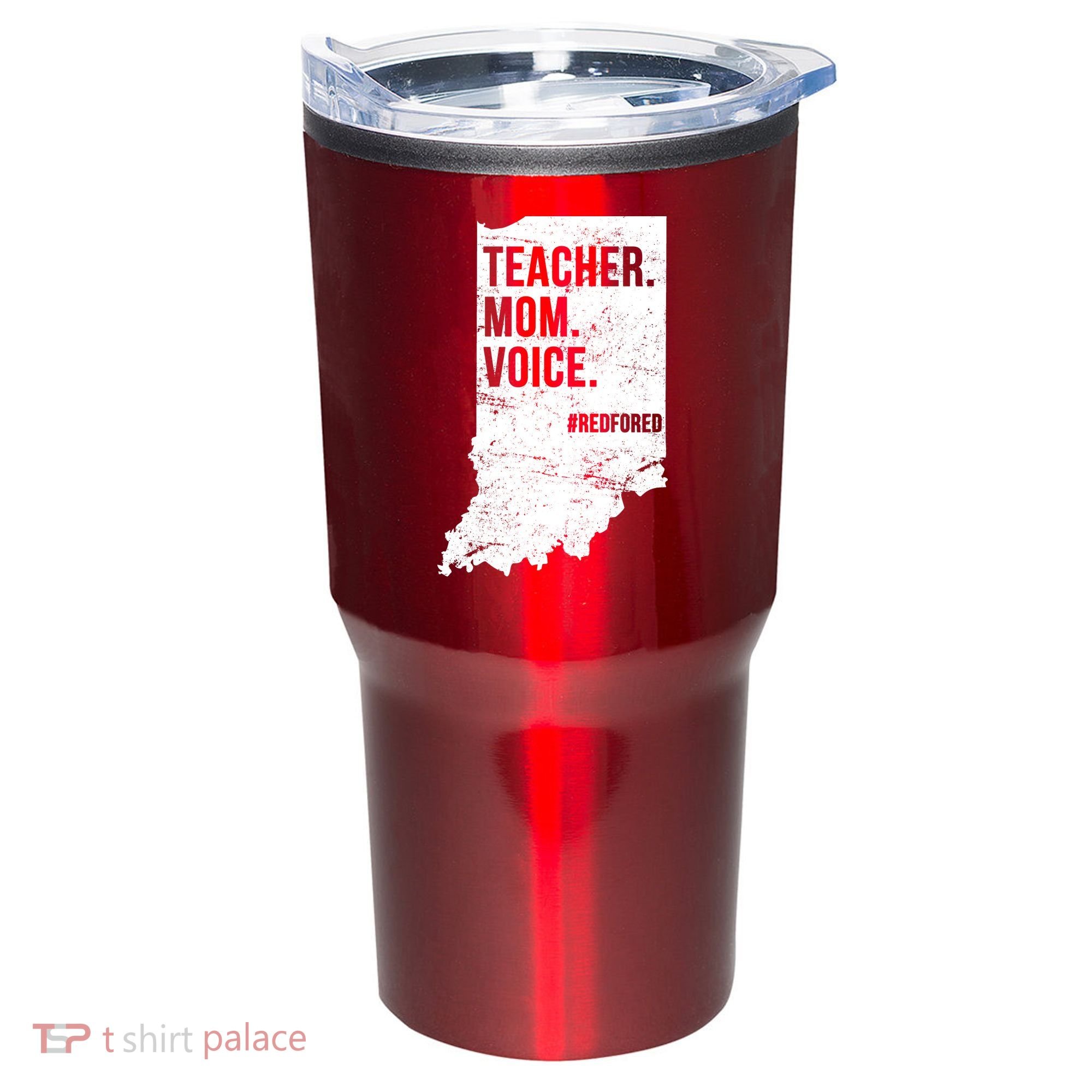 Indiana Teachers Red For Ed Mom Voice Tumbler