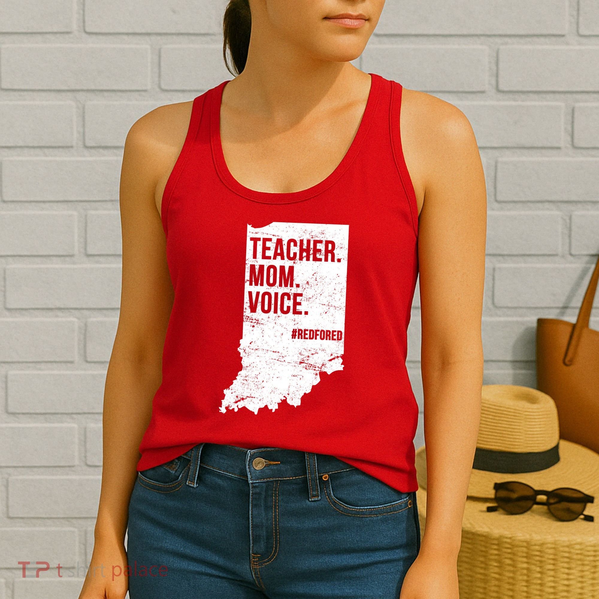 Indiana Teachers Red For Ed Mom Voice Women's Tank Top