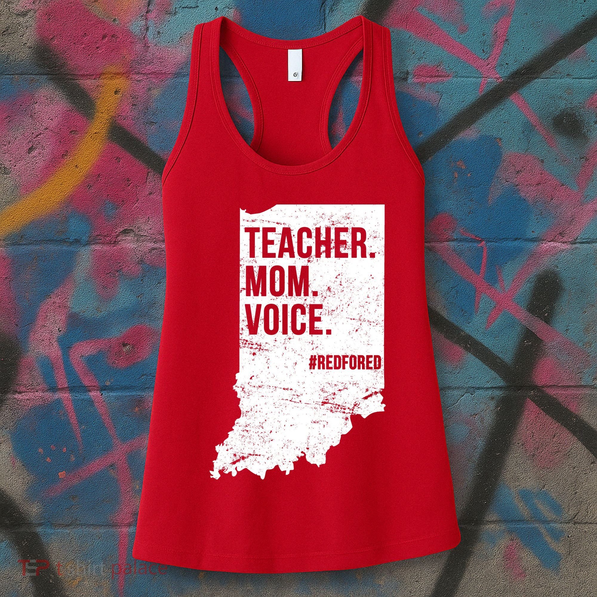 Indiana Teachers Red For Ed Mom Voice Women's Tank Top