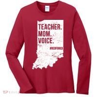Indiana Teachers Red For Ed Mom Voice Women's Long Sleeve Shirt thumb 0