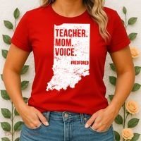Indiana Teachers Red For Ed Mom Voice Women's T-Shirt thumb 2