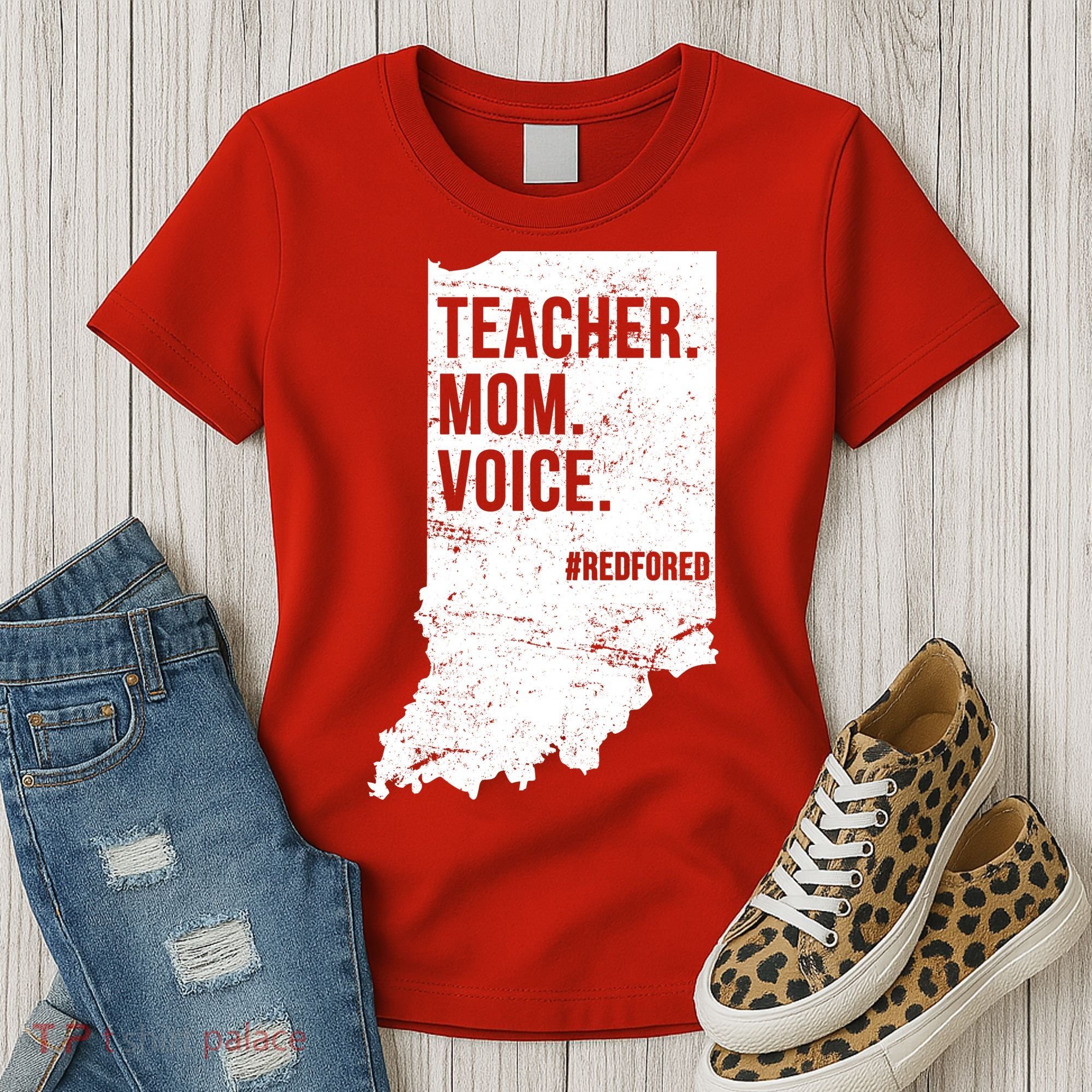 Indiana Teachers Red For Ed Mom Voice Women's T-Shirt